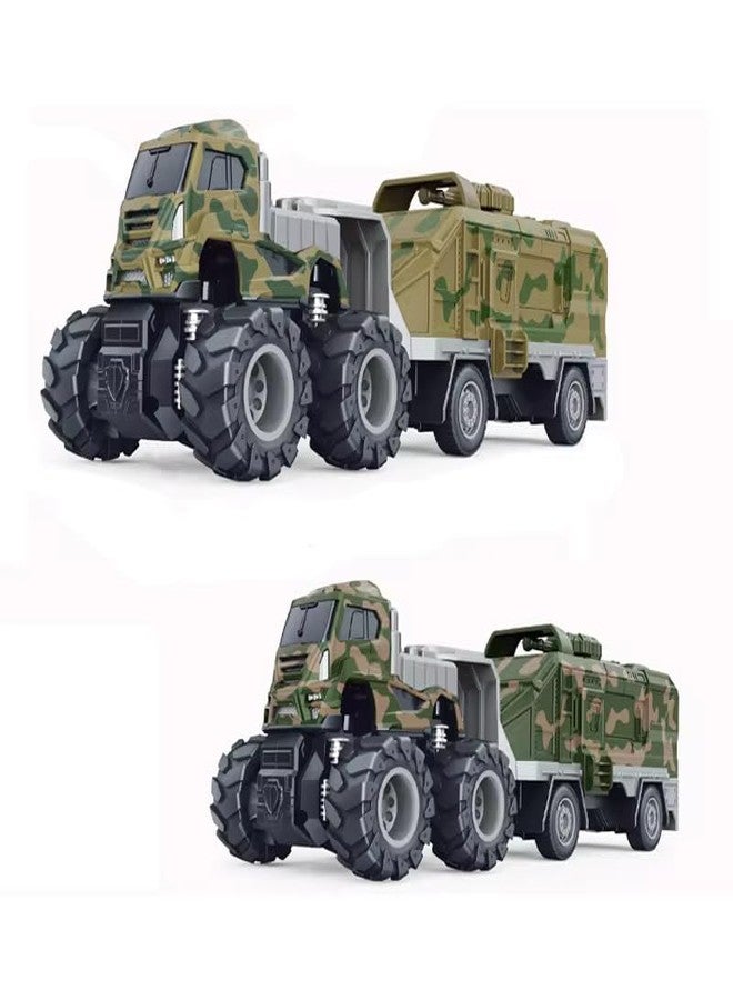 ISTOSY Friction Powered Military Truck Toy for Kids boy Metal Die cast Models Army Tank Container Pull Back Vehicle Miniature Toys (Multicolor, Pack of 1) - Image 1